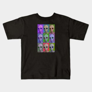 Alien Heads Pop Art Kids T-Shirt